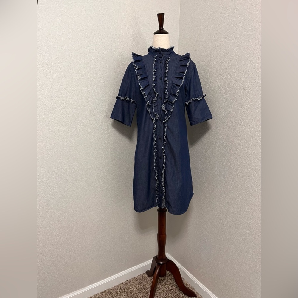 Mulberry England Ruffled denim shirt dress/tunic